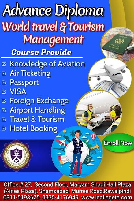 Advance Diploma in World Travel & Tourism Management Course in Dubai Rawalpindi, Islamabad Pakistan