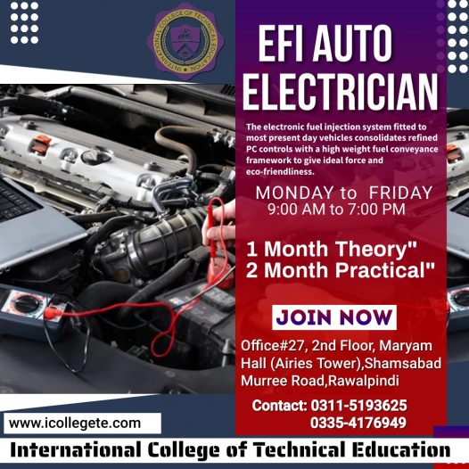 EFI Auto Electrician Diploma Course in Rawalpindi Islamabad Pakistan